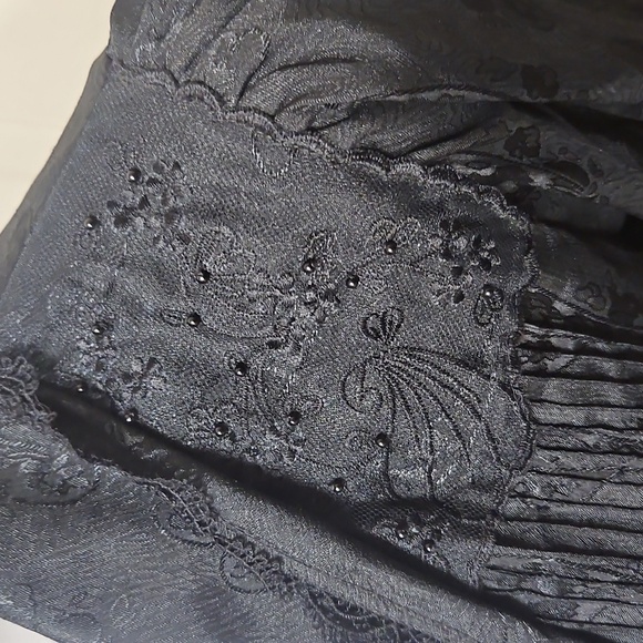 Vintage Elegant Black Long-Sleeve Dress Robe Jacket - Picture 4 of 13